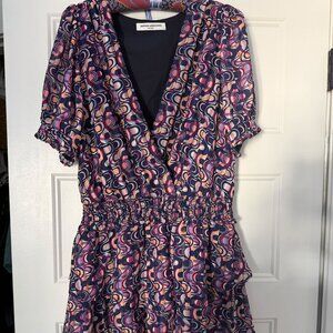 AMANDA UPRICHARD SMOCKED PRINTED CHIFFON DRESS